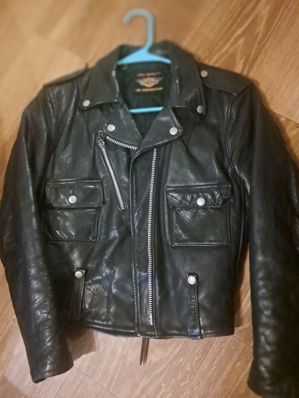 Vtg. 1950's/60s Black Harley Davidson Cycle Queen Leather Jacket W/Talon Xs/sm